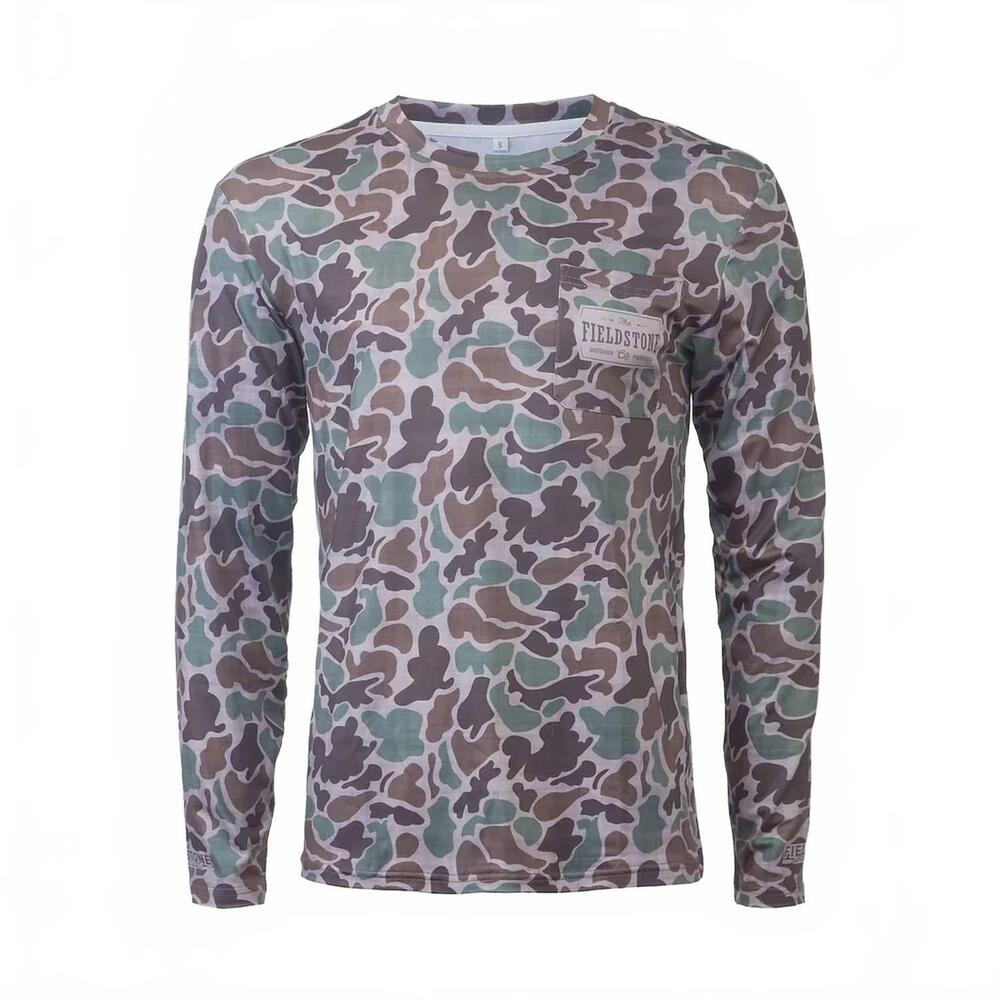 NEW FIELDSTONE boy's dry fit pocket tee in camo